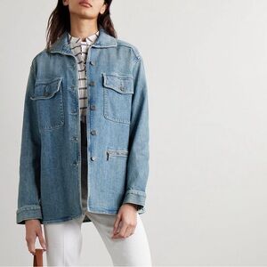 Lafayette 148 New Denim Jacket Women’s Size XXS Faded Skyline Blue Jean Utility